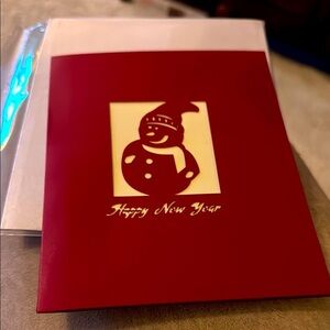 Happy New Year Christmas 3D Holiday Card Sealed Snowman Winter